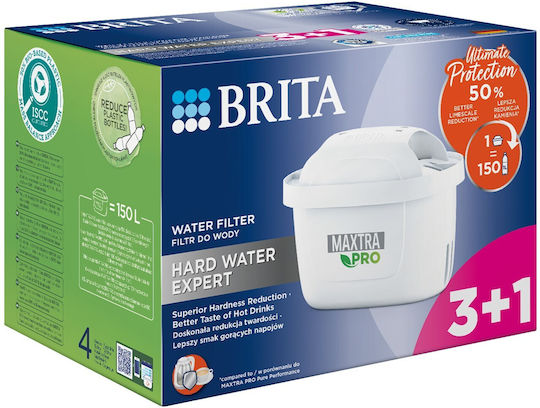 Brita Water Filter Replacement for Pitcher Maxtra Pro Hard 4pcs