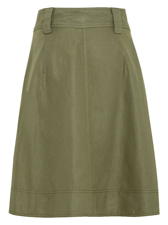 Camel Active Linen Midi Skirt in Green color