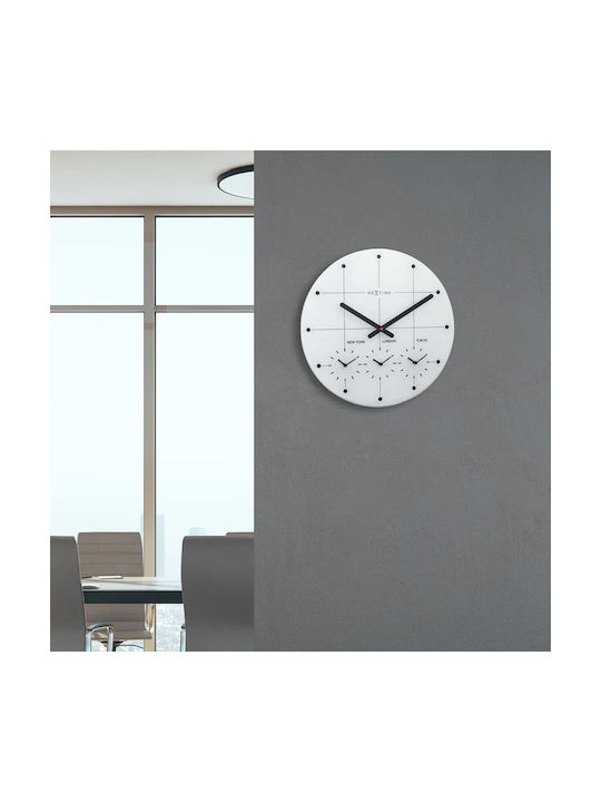 Nextime Big City Silent Wall Clock Glass White