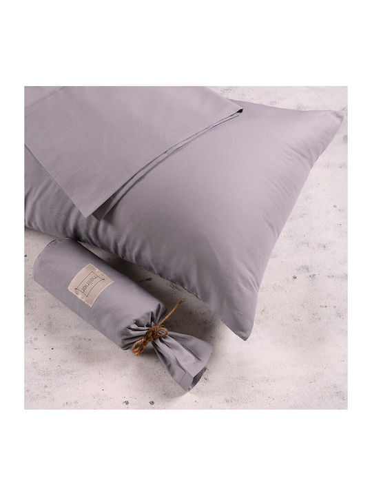 Melinen Sheet Super-Double with Elastic 160x200+32cm. Urban Line Light Grey