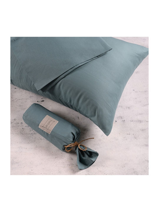 Melinen Sheet for Single Bed 170x270cm. Urban Line Dark Aqua