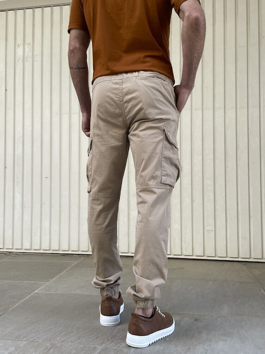 Huxley & Grace Herrenhose Cargo in Normaler Passform Beige