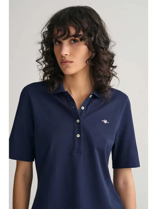 Damen Polo Bluse Kurzarm Marineblau