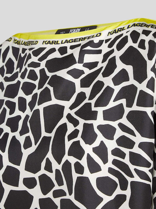 Karl Lagerfeld Print Tunic Short Sleeve Animal Print Black/White