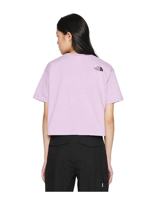 The North Face Damen Crop Top Baumwolle Kurzarm Lila