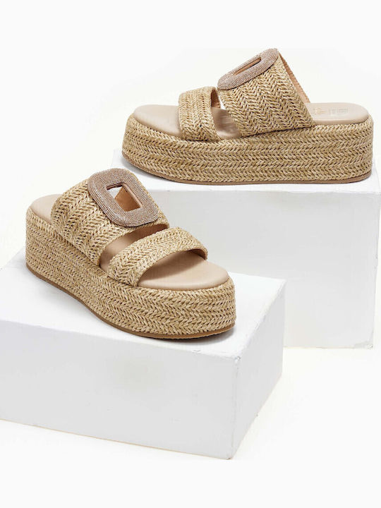 Damenplattformen Beige