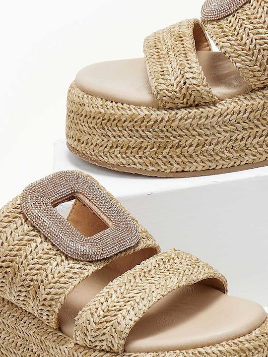 Damenplattformen Beige