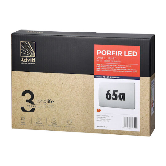 Adviti Επιτοίχιο Εξωτερικό Φωτιστικό LED IP65 12W με Φυσικό Λευκό Φως