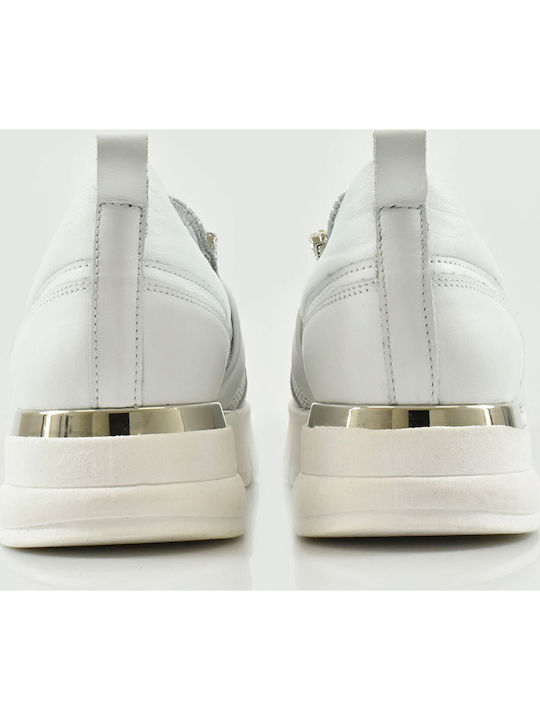 Leather Women's Moccasins in White Color