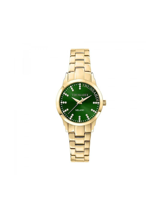 Trussardi Watch Battery with Gold Metal Bracelet