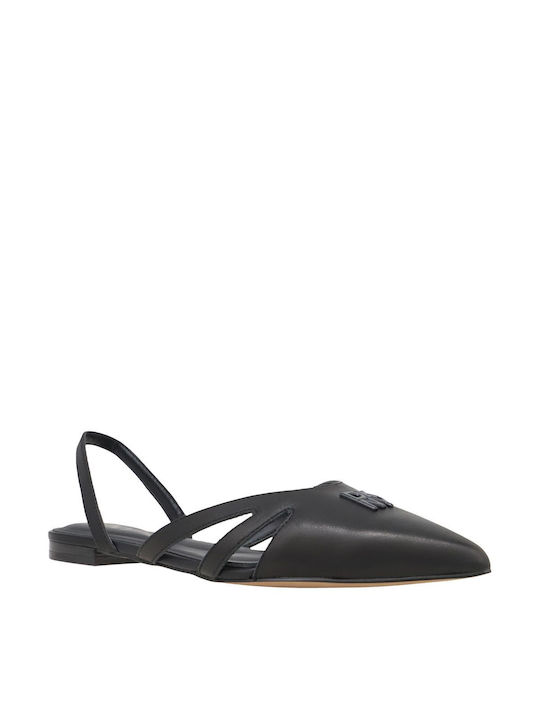 DKNY Δερμάτινες Γυναικείες Μπαλαρίνες Slingback σε Μαύρο Χρώμα