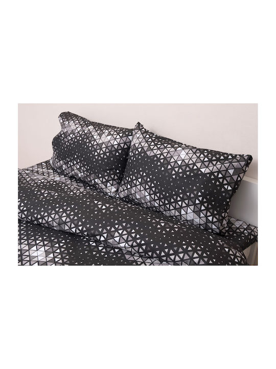 Viopros Sheet Sets Semi-Double with Elastic 120x200+25cm. Carter Charcoal 3pcs