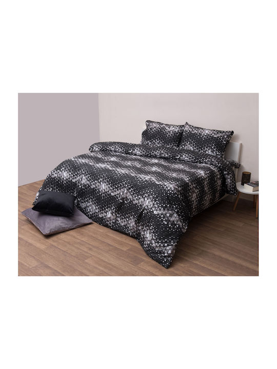 Viopros Sheet Sets Semi-Double with Elastic 120x200+25cm. Carter Charcoal 3pcs