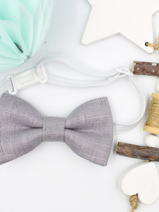 JFashion Μονόχρωμο Baby Fabric Bow Tie Gray