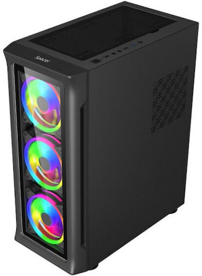 Spacer Shield Gaming Middle Tower Carcasă Calculator cu Fereastră Laterală și Iluminare RGB Negru