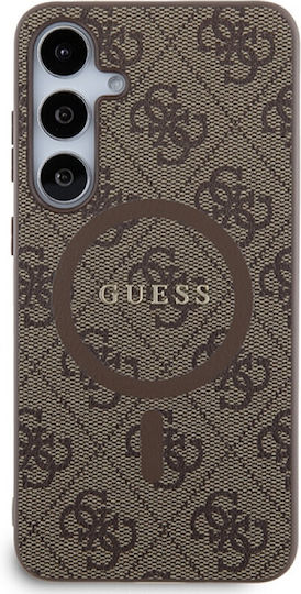 Guess Leather Metal Logo MagSafe Umschlag Rückseite Synthetisches Leder / Leder Braun (Galaxy S24+)