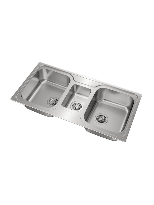 Teka Super Bowl 2 1/2C 10119080 Drop-In Sink Inox Satin W100xD50cm Silver
