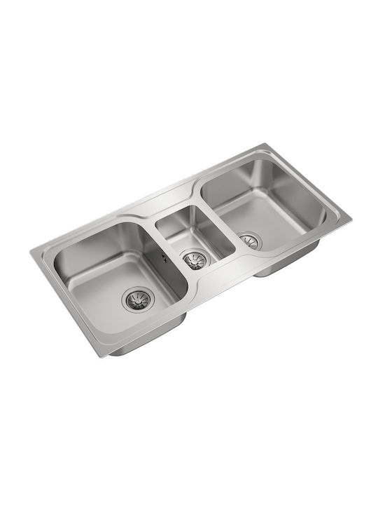 Teka Super Bowl 2 1/2C 10119080 Drop-In Sink Inox Satin W100xD50cm Silver