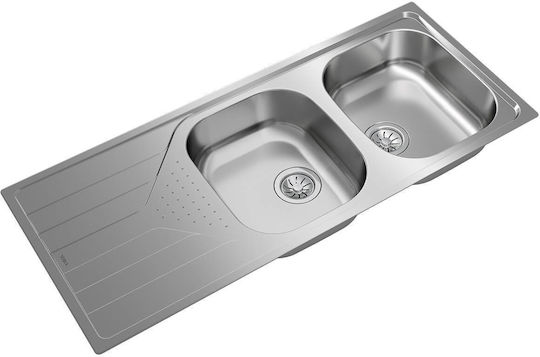 Teka Universe 80 T-XM 2B 1D 115170006 Drop-In Chiuvetă Inox Texturat L116xW50cm Argintiu