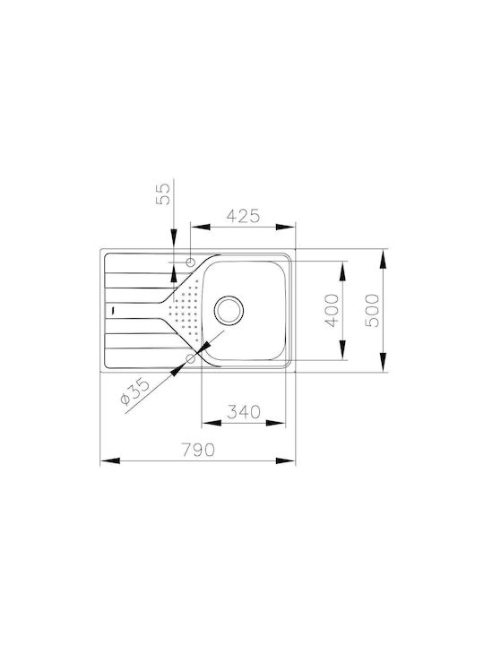 Teka Universe 45 T-XP 1B 1D Ένθετος Νεροχύτης Inox Σατινέ Μ79xΠ50cm Ασημί
