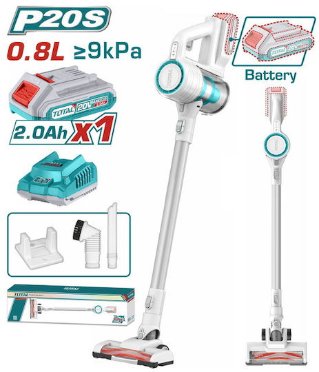 Total Επαναφορτιζόμενη Σκούπα Stick 20V Λευκή TVLI2006