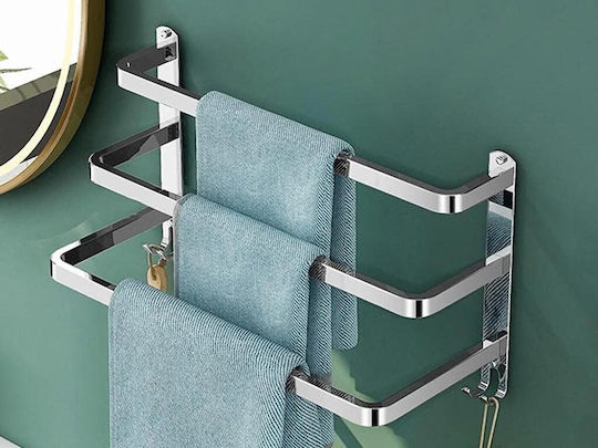 Triple Wall-Mounted Bathroom Rail Inox Silver Triple Wall-Mounted Bathroom Rail Inox Silver