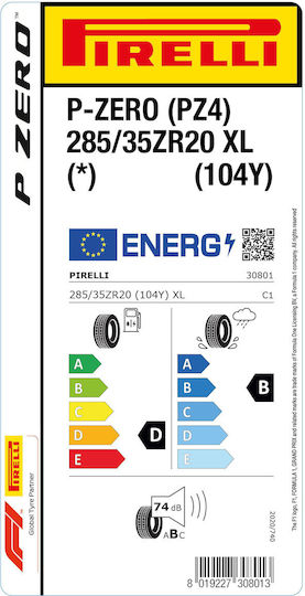 Pirelli P Zero PZ4 285/35R20 104Y XL Sezon Vara Anvelopă pentru Autovehicul de Pasageri
