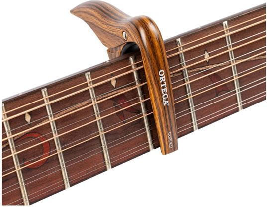 Ortega Wooden Trigger Capo for Electric and Acoustic Guitar Electric/Acoustic Capo Brown