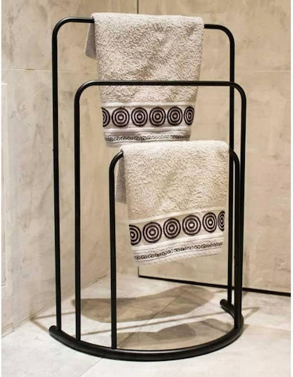 Triple Bathroom Freestanding Towel Rack 45x55cm Black