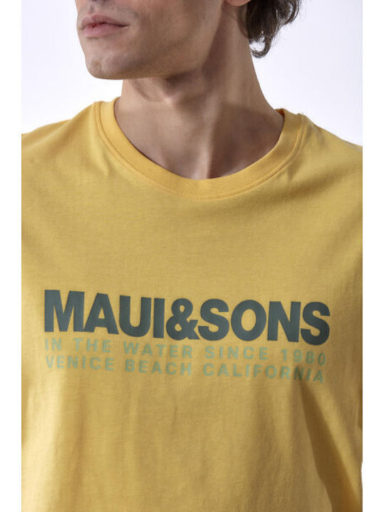 Maui & Sons Tricou pentru bărbați cu mâneci scurte Galben