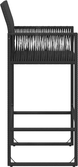 Gartenhocker Bar Außeneinsatz Rattan mit Kissen Schwarz 2Stücke 45,5x49x118cm