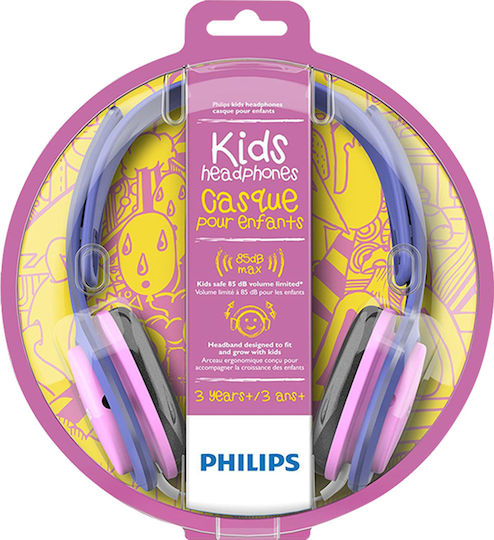 Philips SHK2000 Ενσύρματα Παιδικά On Ear Ακουστικά Μωβ / Ροζ