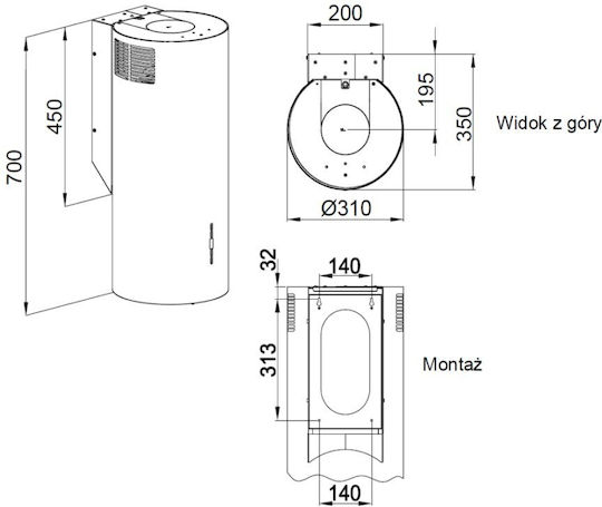 Maan ELBA 2 W 731 Απορροφητήρας Νησίδα 31cm Μαύρος
