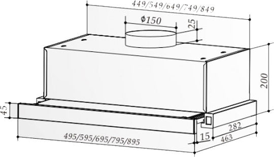 Heinner Sliding Vent Hood 60cm Inox