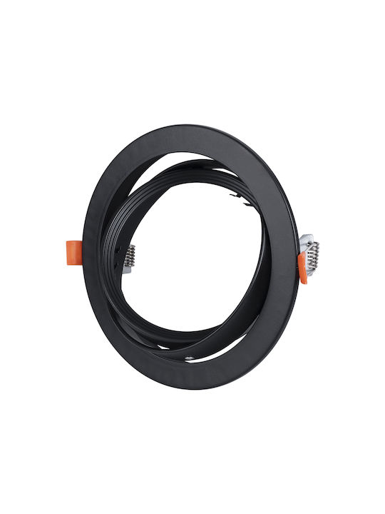 GloboStar Кръгла Металик Рамка за Спот GU10 Черен 17x17см. 1бр