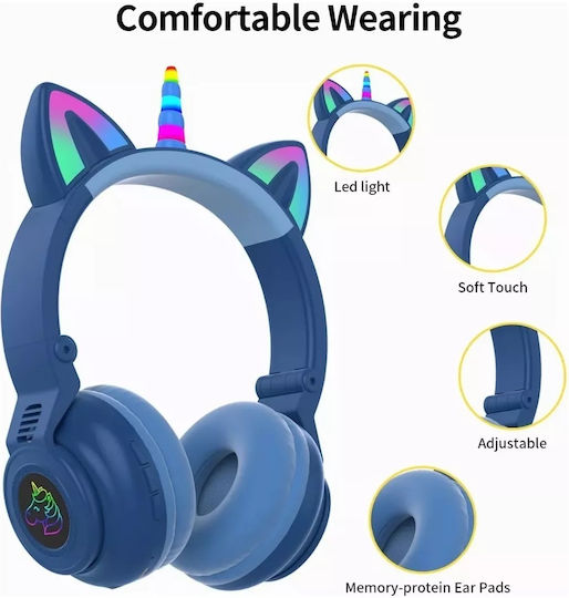 Unicorn STN27 Bluetooth Wireless On Ear Headphones with Radio with 7 hours of Operation Blue