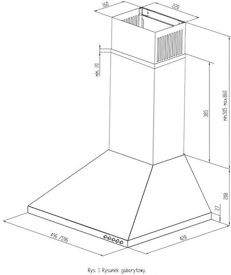 Maan Vela 2 60 Απορροφητήρας Καμινάδα 60cm Μαύρος