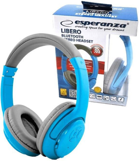 Esperanza EH163 Libero Bluetooth Wireless On Ear Headphones with 4 hours of Operation Blue