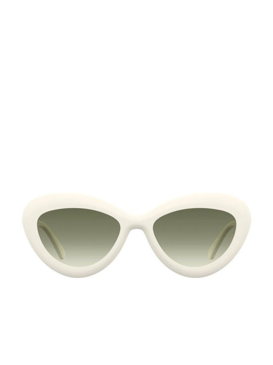 Moschino Women's Sunglasses with White Plastic Frame and Green Gradient Lens MOS163/S SZJ/9K