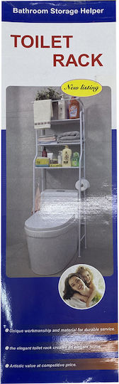 TnS Boden Badezimmerregal Metallisch mit 3 Regalböden 45x25x138cm Weiß