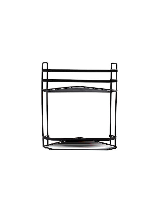 Estia Elegant Corner Wall Mounted Bathroom Shelf Metallic with 2 Shelves 32x28x18cm Black