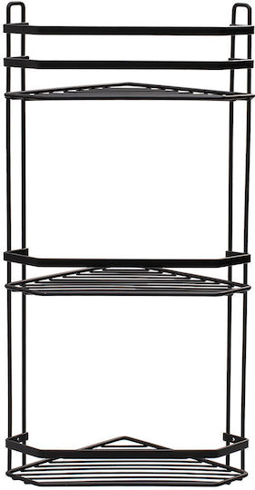 Estia Elegant Corner Wall Mounted Bathroom Shelf Metallic with 3 Shelves 54x28x18cm Black