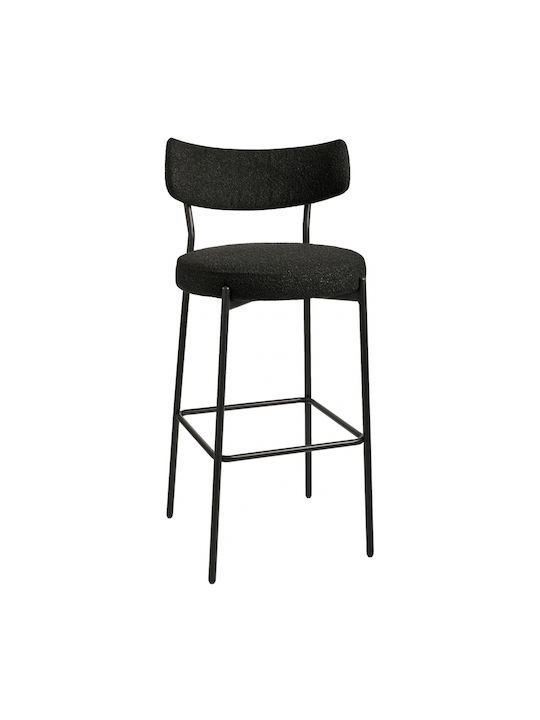 Stool Bar Upholstered with Fabric Black Velvet-Black Metal 50x52x107cm