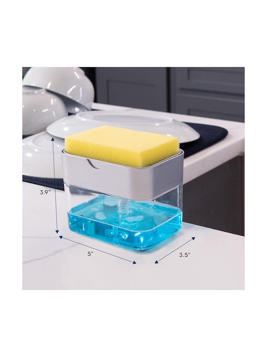 Container Dispenser Kitchen Plastic with Sponge Holder White