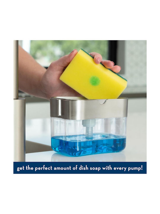 Container Dispenser Kitchen Plastic with Sponge Holder White