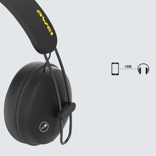 Awei A800BL Wireless / Wired On Ear Headphones with 5 hours of Operation Black