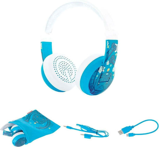 BuddyPhones Wave Ασύρματα / Ενσύρματα Παιδικά On Ear Ακουστικά με Ραδιόφωνο Λευκά / Μπλε
