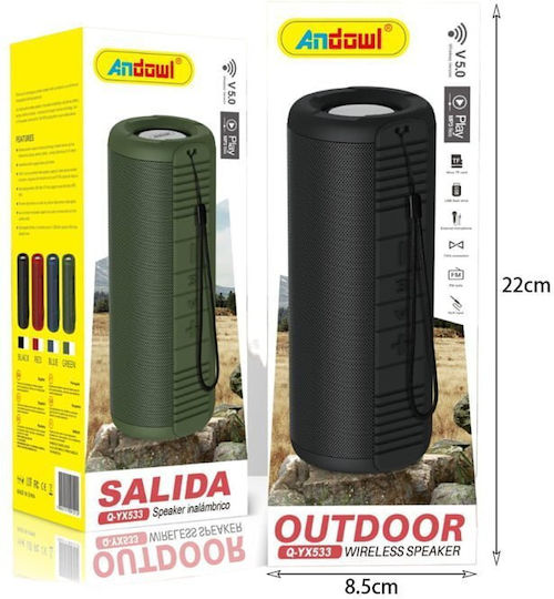 Andowl Q-YX533 Ηχείο Bluetooth με Ραδιόφωνο και Διάρκεια Μπαταρίας έως 6 ώρες Μαύρο