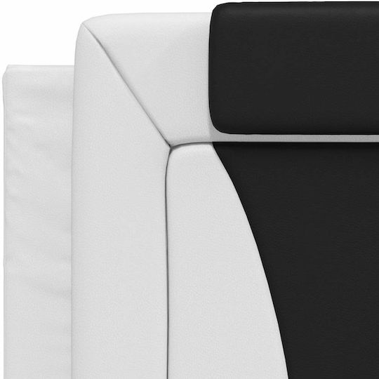 Single Bed Upholstered with White Faux Leather with Slats for 90x190cm Mattress