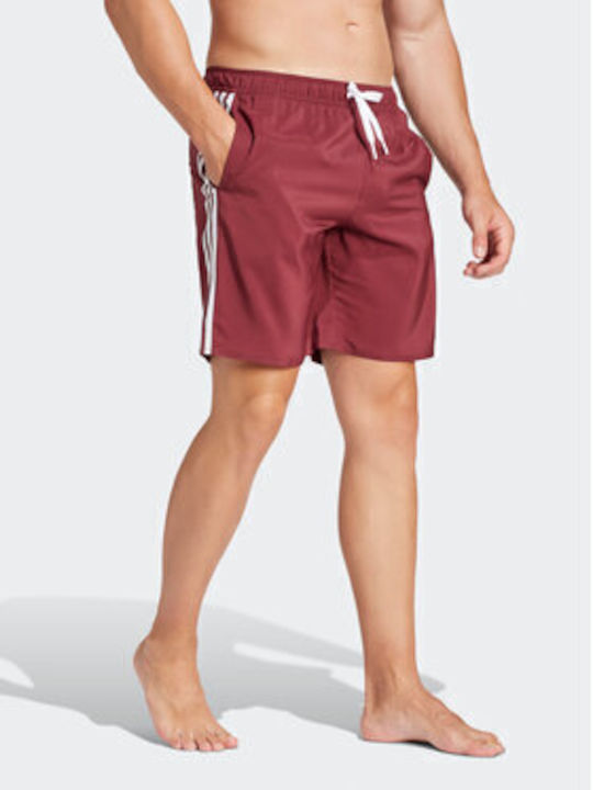 3-Stripes CLX Costum De Baie Bărbați Pantaloni Scurți Burgundy